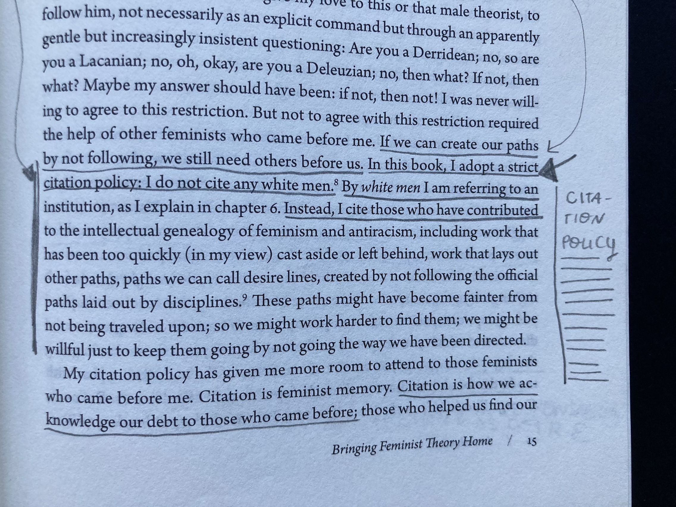 photo of page x of Sara Ahmed's book: Living a feminist life