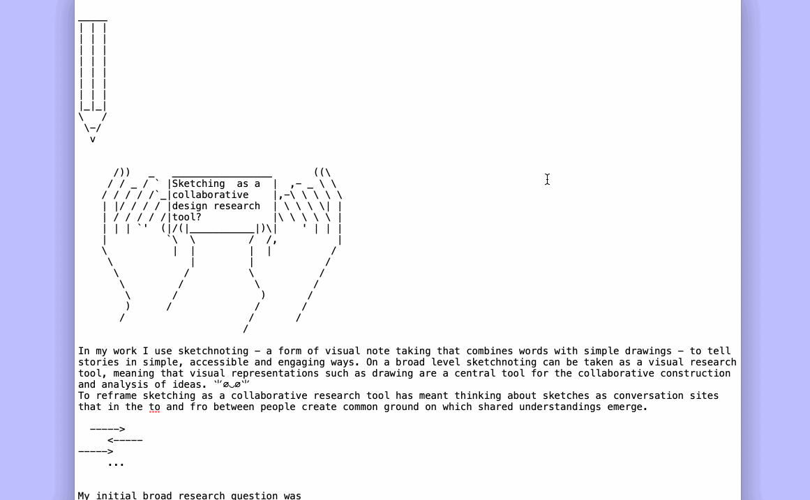 Animated gif showing detailed work around the question: Sketching as a collaborative design research tool?